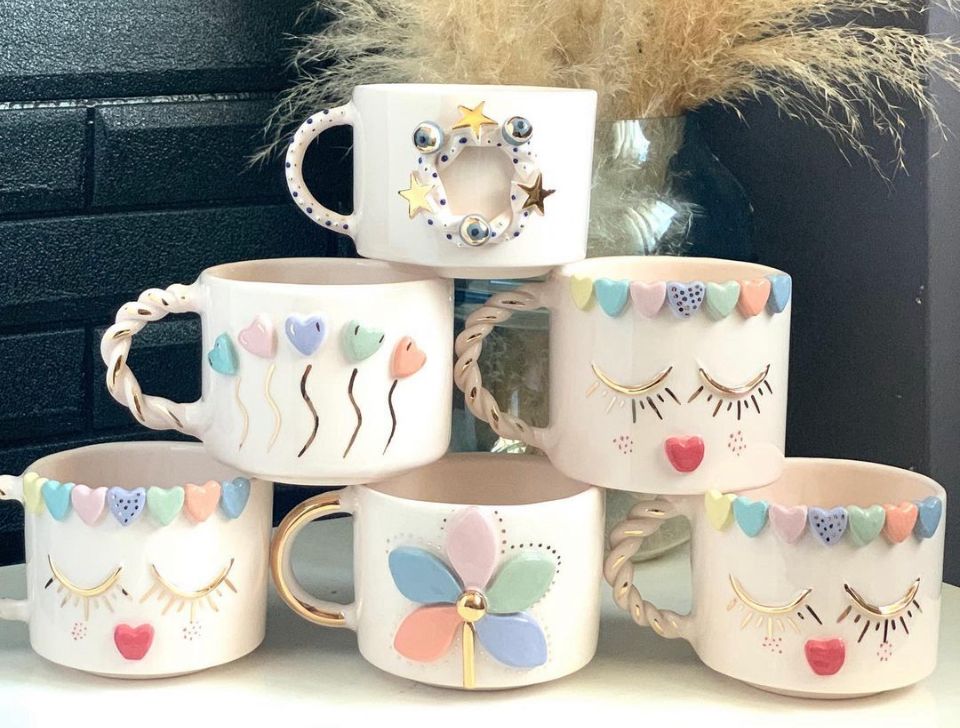 Custom Personalized Handmade Mugs | Unique Ceramic Pottery Cups Elegant Hand-Painted Ceramic Cups Individualized