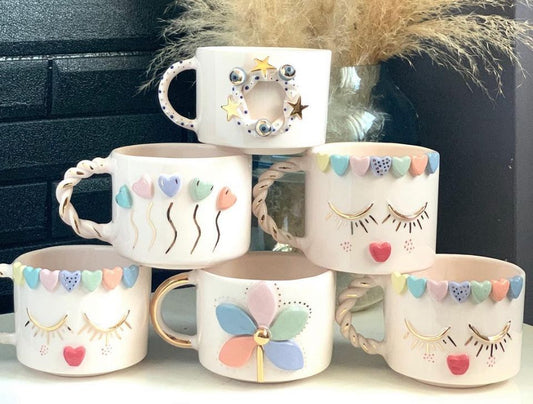 Custom Personalized Handmade Mugs | Unique Ceramic Pottery Cups Elegant Hand-Painted Ceramic Cups Individualized