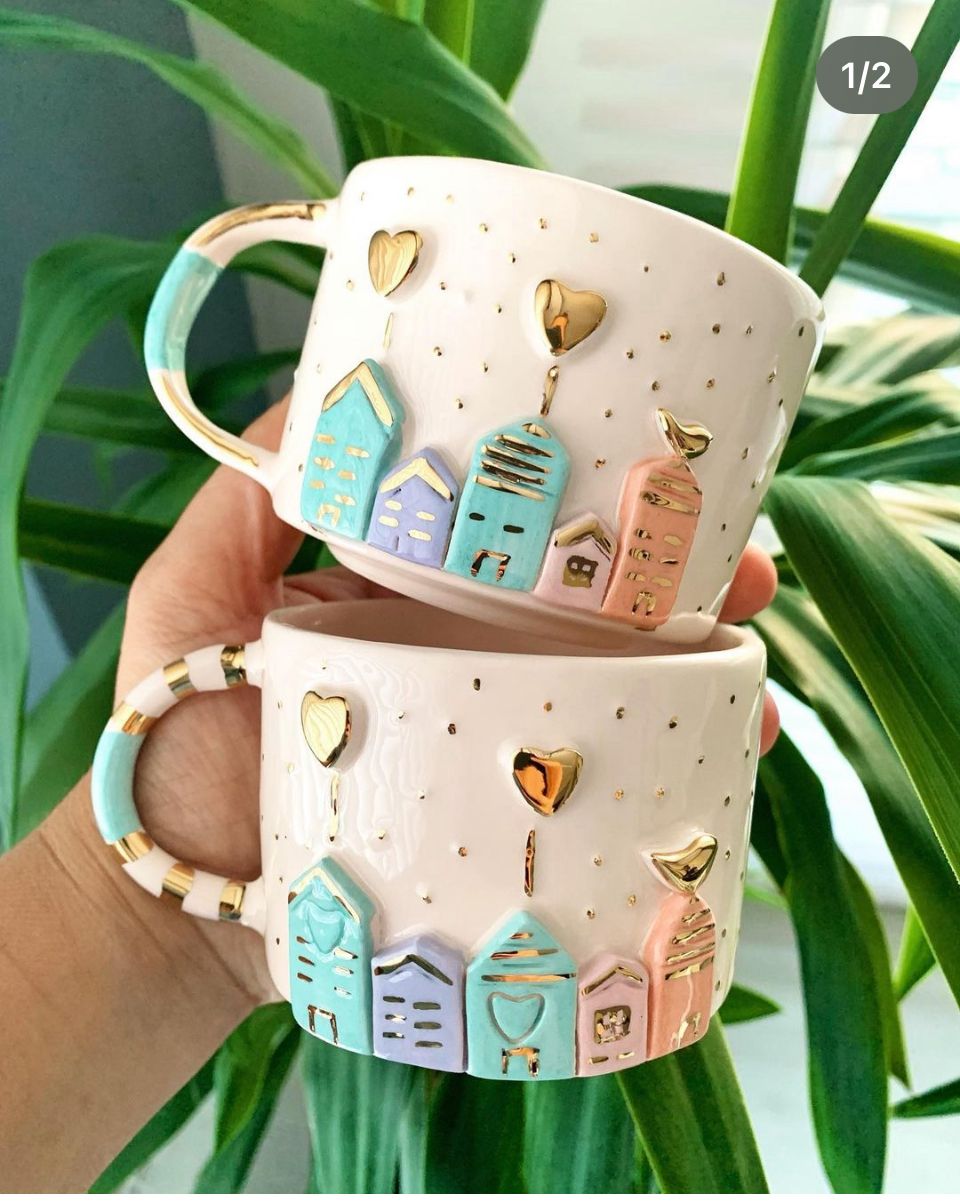 Custom Personalized Handmade Mugs | Unique Ceramic Pottery Cups Elegant Hand-Painted Ceramic Cups Individualized